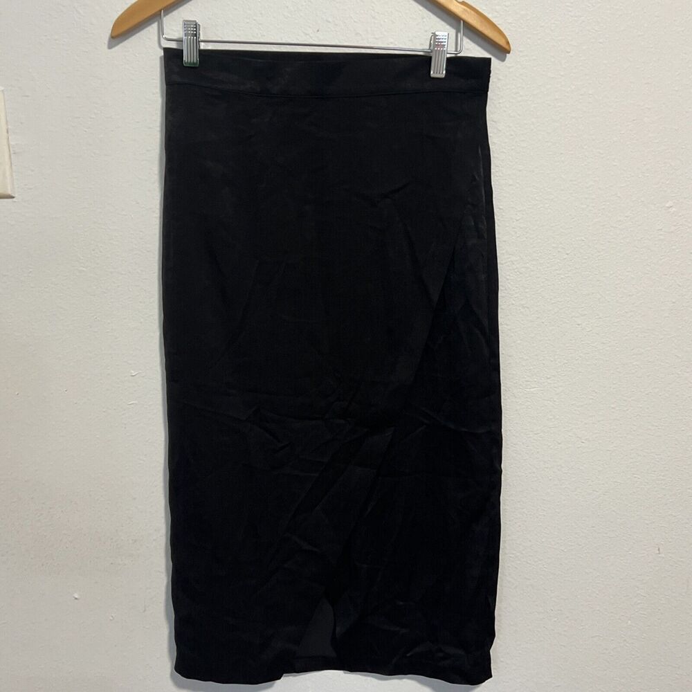 Rise Warm Women's Satin Wrap Asymmetric Midi Skirt